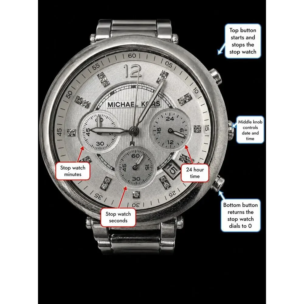 MICHAEL Michael Kors MK5275 Silver Chronograph Crystal Watch